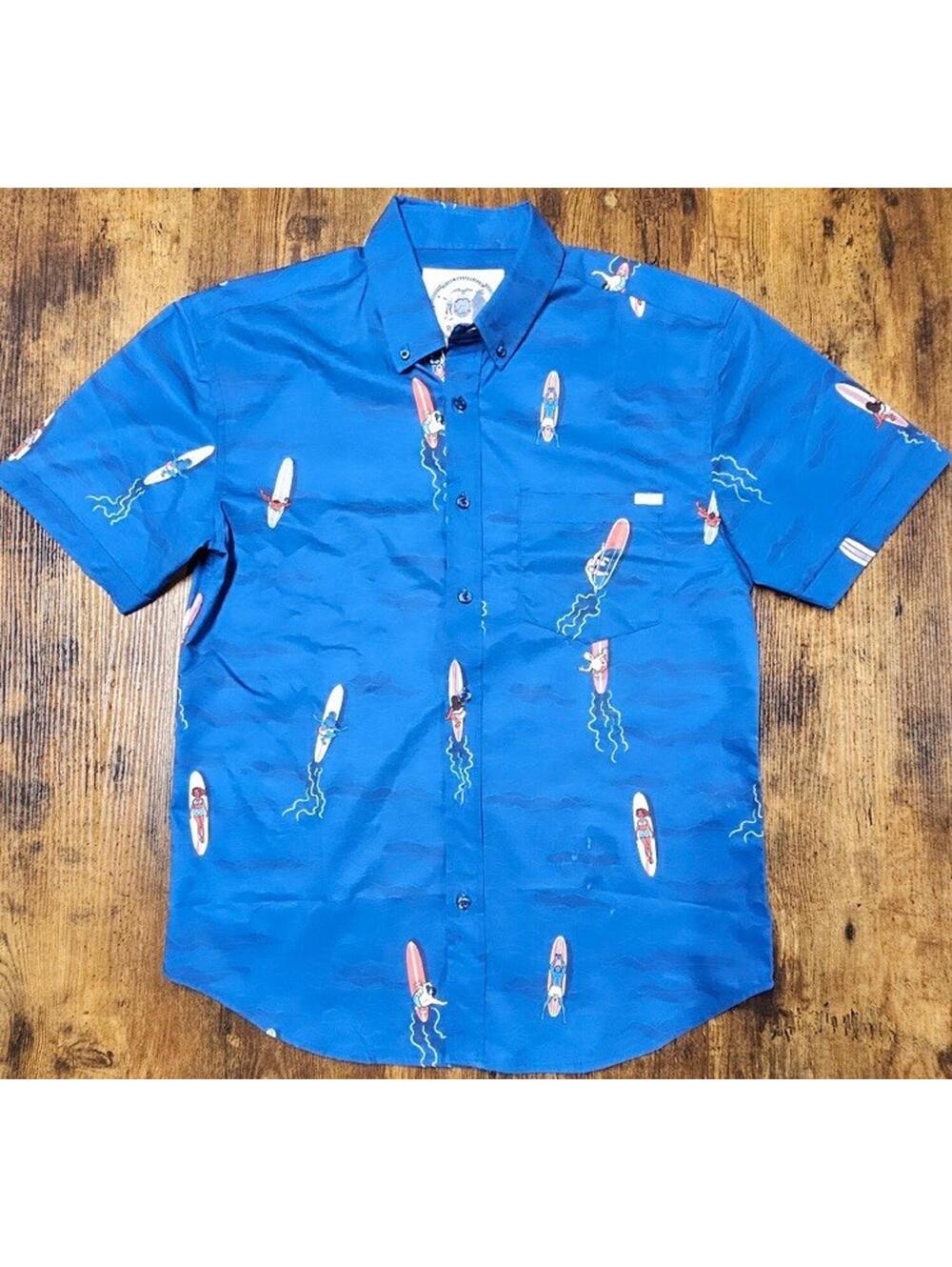 RSVLTS Shirt‎ Mens Medium Blue Retro Pacific Coast Paddle Battle Kunuflex